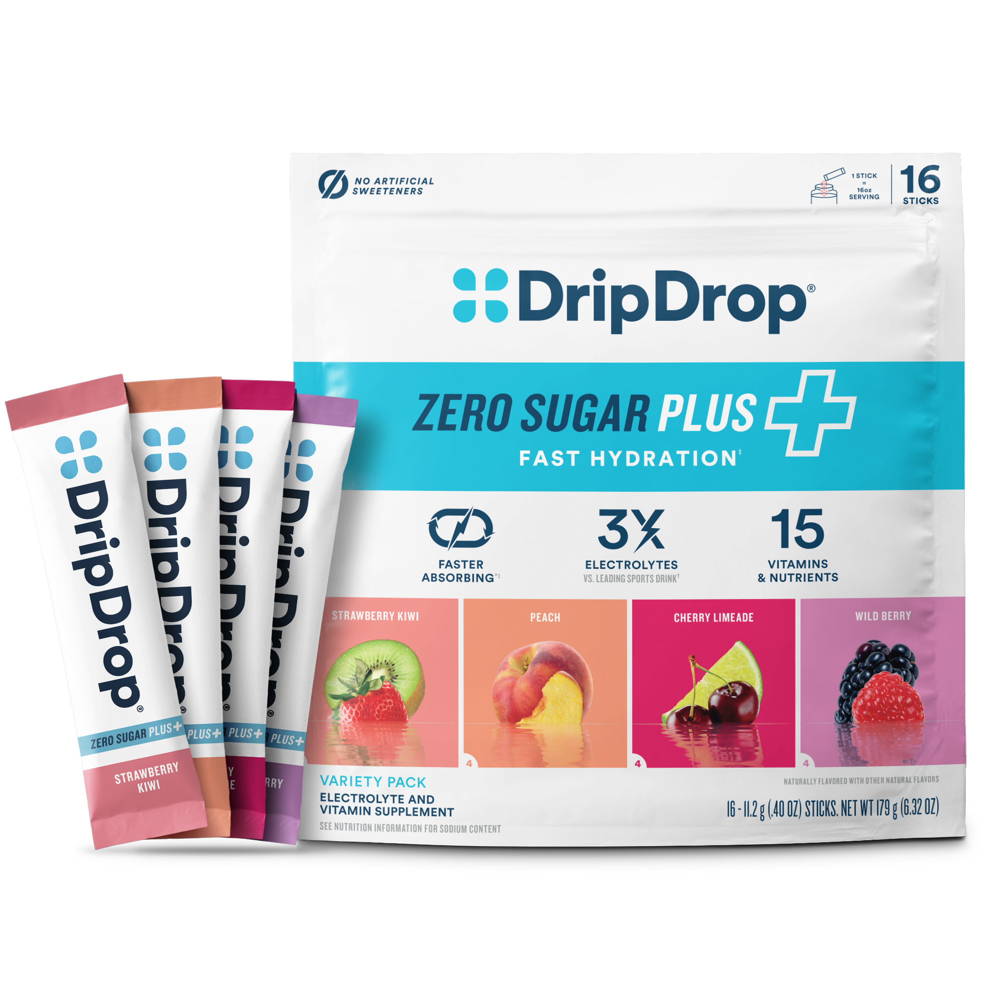 dripdrop-zero-sugar-plus-strawberry-kiwi-peach-cherry-limeade-wild-berry-16-oz-sticks-16-count-u2 Pouch_16ct_Front16ozSticks_VSPlus_Variety_B.png